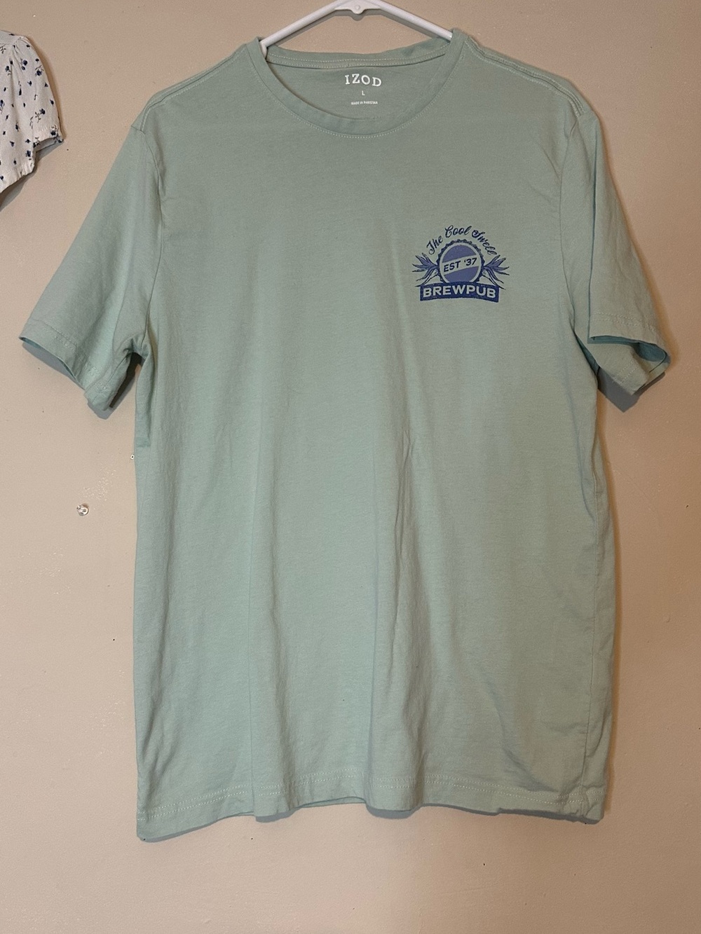 Izod large Green Short Sleeve Tee with Navy Brewpub Logo